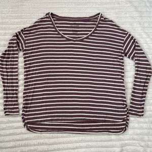 American Eagle Soft & Sexy Tee Women's Long Sleeve Striped Pink Maroon Size XS